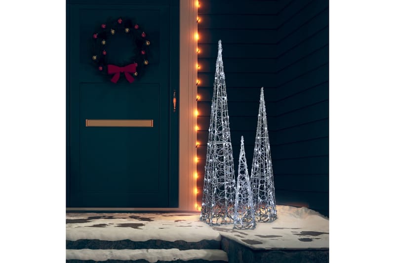 dekorativt LED-lyskeglesæt 60/90/120 cm akryl kold hvid - Belysning - Julebelysning - Øvrig julebelysning