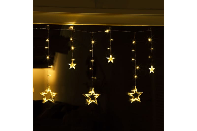 HI lysende stjernegardin Fairy med 63 LED'er - Brun - Øvrig julebelysning