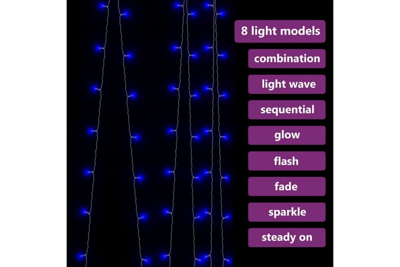 LED-lysgardin 3x3 m 300 LED'er 8 funktioner blå - Grå - Øvrig julebelysning