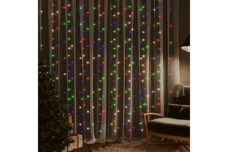 LED-lysgardin 3x3 m 300 LED'er 8 funktioner flerfarvet - Grå - Belysning - Julebelysning - Øvrig julebelysning