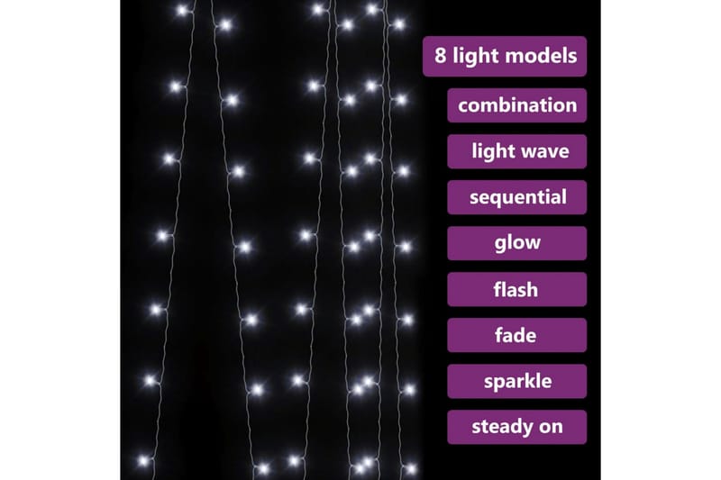 LED-lysgardin 3x3 m 300 LED'er 8 funktioner koldt hvidt lys - Sort - Belysning - Julebelysning - Øvrig julebelysning