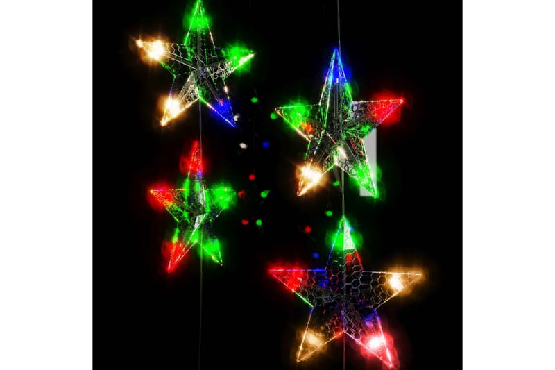 LED-lysgardin m. stjerner 200 LED'er 8 funktioner farverigt - Grå - Øvrig julebelysning