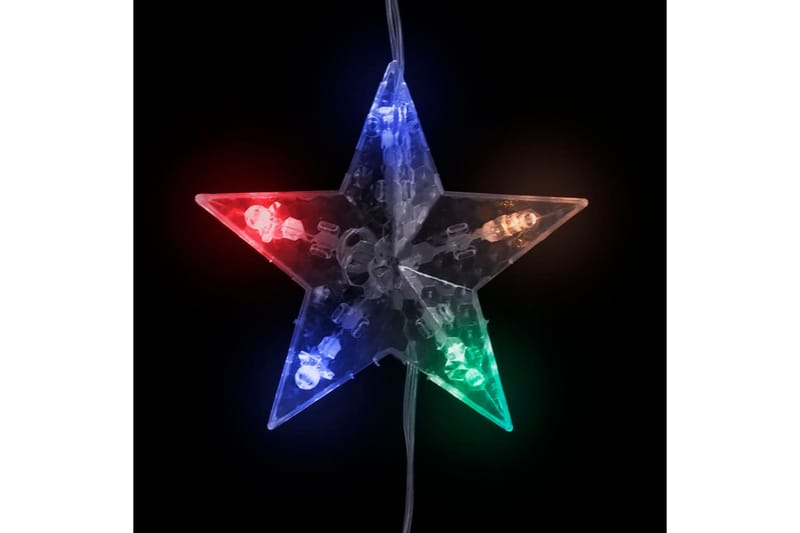 LED-lysgardin m. stjerner 200 LED'er 8 funktioner farverigt - Grå - Belysning - Julebelysning - Øvrig julebelysning