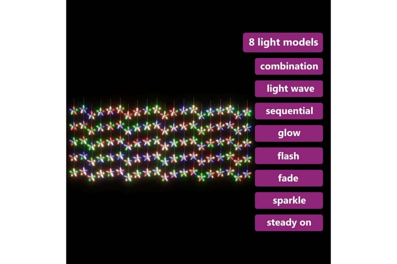 LED-lysgardin m. stjerner 500 LED'er 8 funktioner farverigt - Blå - Øvrig julebelysning
