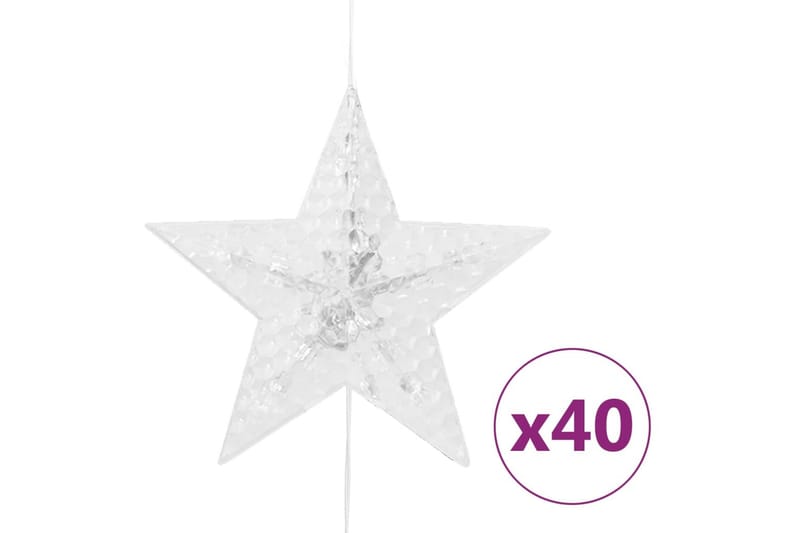 LED-lysgardin med stjerner 200 LED'er 8 funktioner kold hvid - Brun - Øvrig julebelysning