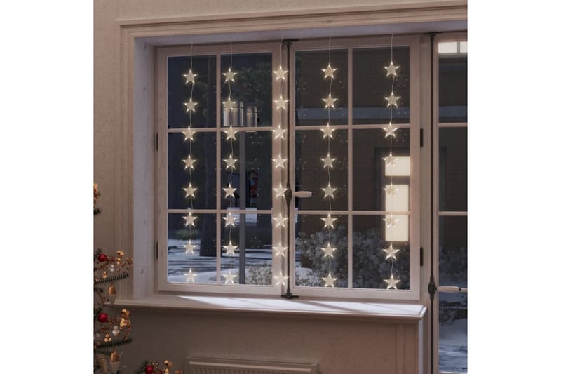 LED-lysgardin med stjerner 200 LED'er 8 funktioner varm hvid - Sort - Øvrig julebelysning