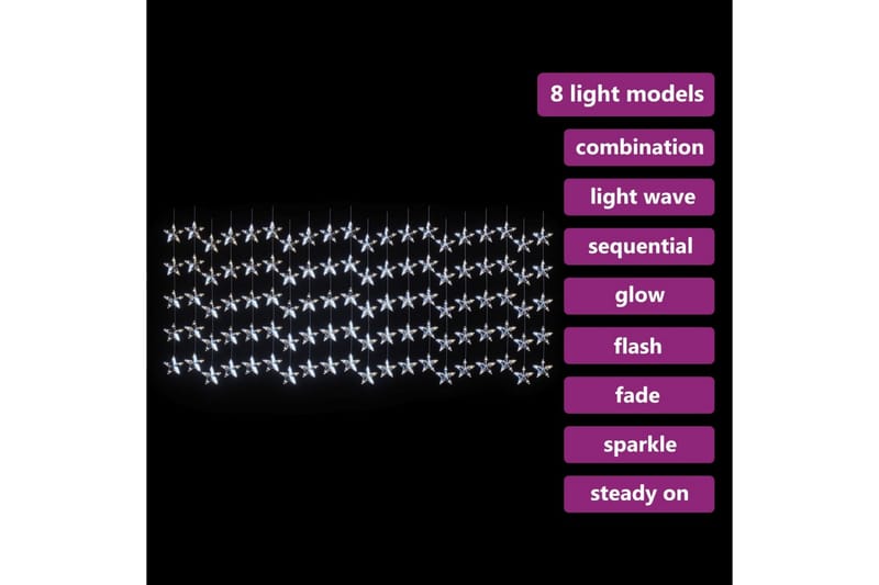 LED-lysgardin med stjerner 500 LED'er 8 funktioner kold hvid - Brun - Øvrig julebelysning