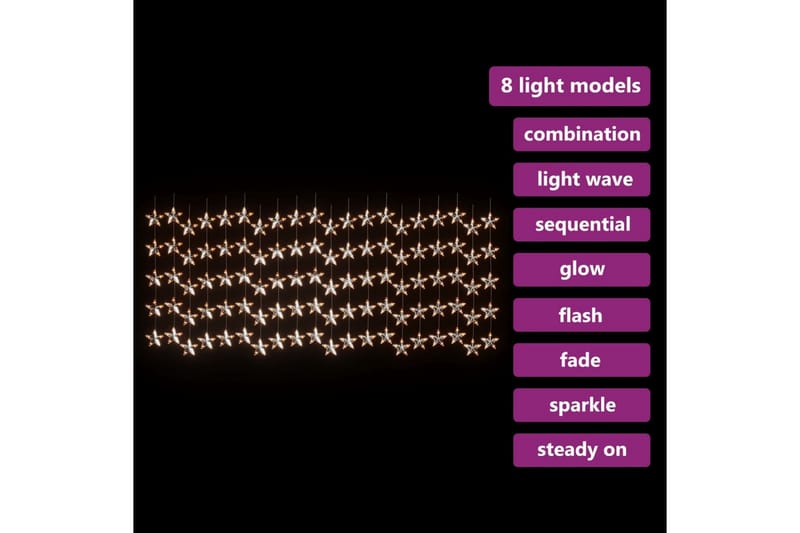 LED-lysgardin med stjerner 500 LED'er 8 funktioner varm hvid - Brun - Øvrig julebelysning