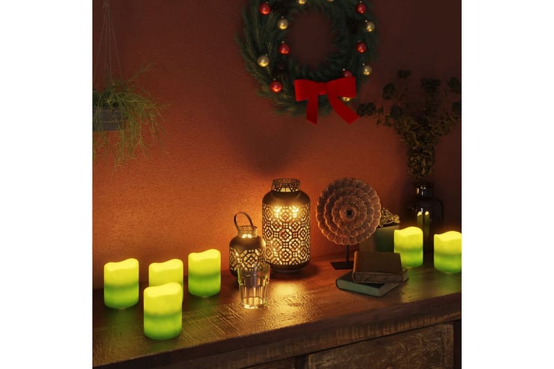 LED-stearinlys 12 stk. med timer og fjernbetjening varm hvid - Grøn - Belysning - Julebelysning - Øvrig julebelysning