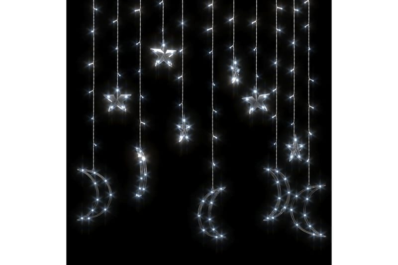 lyskæde m. stjerner + måner 138 LED'er fjernbetjening - Sort - Øvrig julebelysning