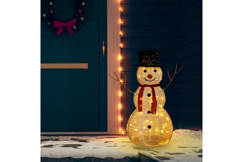 dekorativ julesnemand 90 cm med LED-lys luksuriøst stof - Julelys udendørs