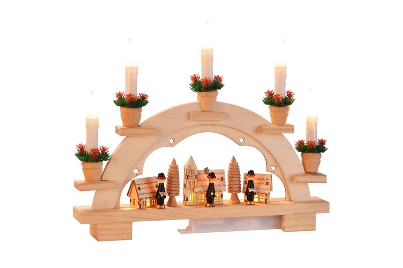 HI dekorativ julebue med lys - Brun - Adventsstage - Julelamper