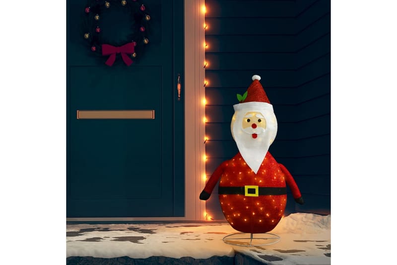 dekorativ julemand med LED'er 120 cm luksuriøst stof - Rød - Julelys udendørs