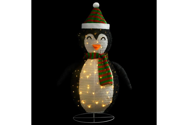 dekorativ julepingvin med LED-lys luksuriøst stof 60 cm - Hvid - Julelys udendørs
