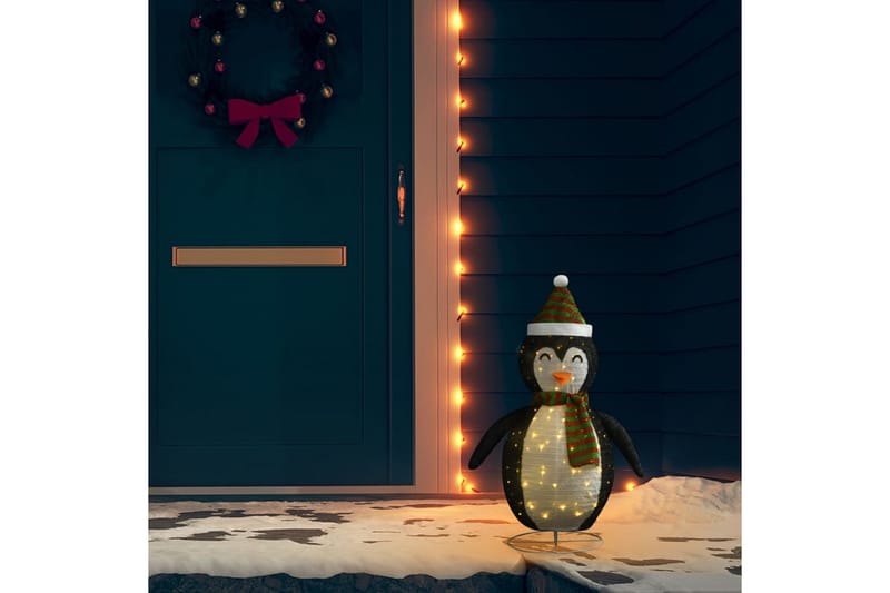 dekorativ julepingvin med LED-lys luksuriøst stof 60 cm - Hvid - Julelys udendørs