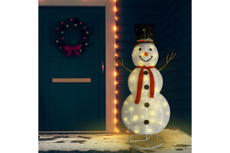 dekorativ julesnemand med LED-lys 180 cm luksuriøst stof - Julelys udendørs