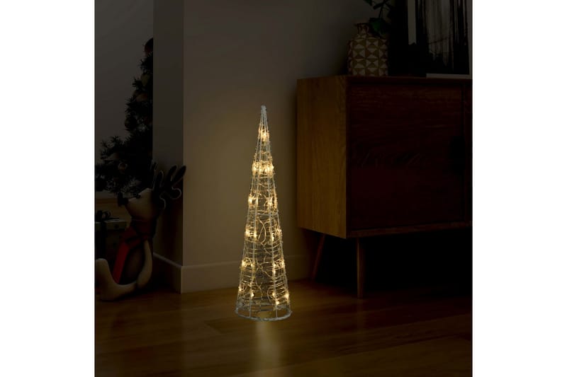 dekorativ LED-lyskegle 60 cm akryl varmt hvidt lys - Hvid - Julelys udendørs
