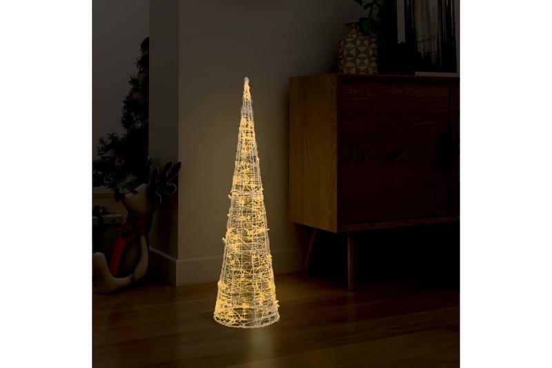 dekorativ LED-lyskegle 90 cm akryl varmt hvidt lys - Hvid - Julelys udendørs