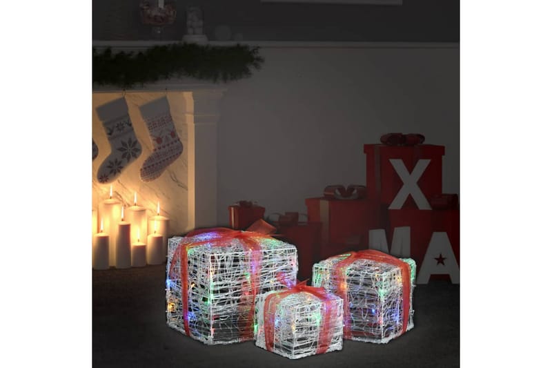 dekorative julegaver 3 stk. akryl farverig - Gul - Julelys udendørs