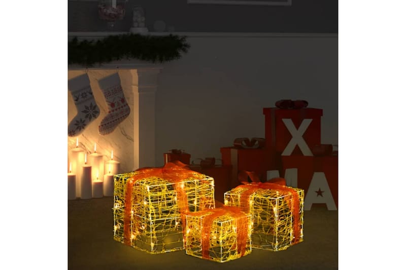 dekorative julegaver 3 stk. akryl varm hvid - Hvid - Julelys udendørs