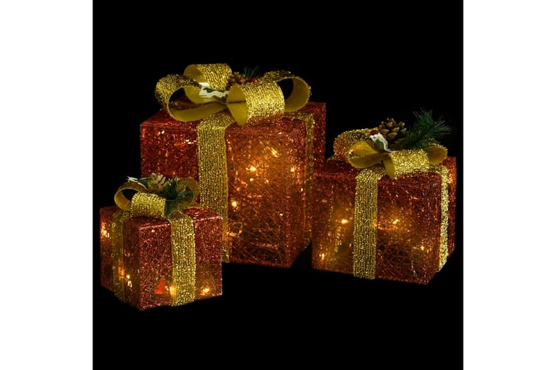dekorative julegaver 3 stk. udendørs & indendørs rød - Rød - Julelys udendørs