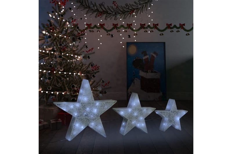 dekorative julestjerner 3 stk. LED-lys udendørs indendørs - Hvid - Julelys udendørs