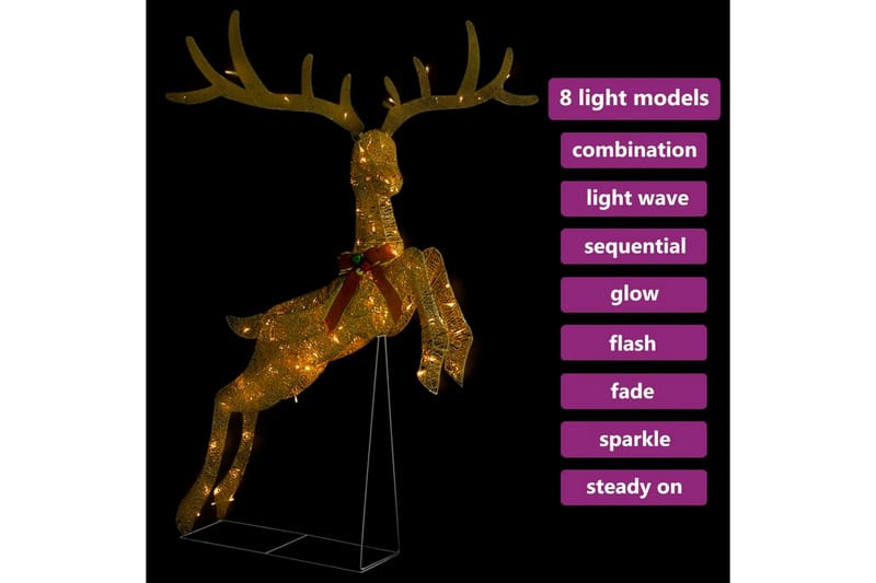 flyvende rensdyr 120 LED'er guldfarvet varmt hvidt lys - Guld - Julelys udendørs
