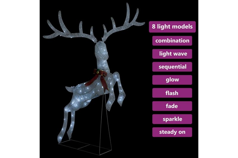 flyvende rensdyr 120 LED'er sølvfarvet koldt hvidt lys - Sølv - Julelys udendørs