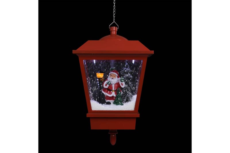 Hængende Julelampe Med Led-Lys Og Julemand 27x27x45 cm Rød - Julelys udendørs