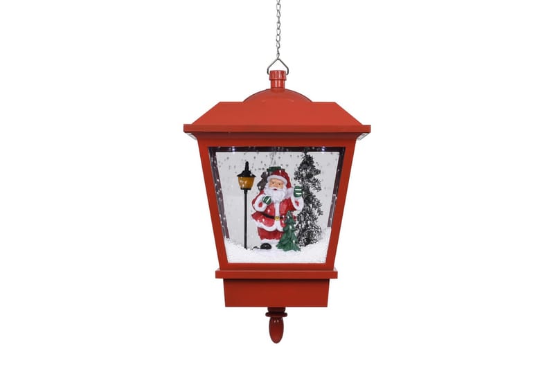 Hængende Julelampe Med Led-Lys Og Julemand 27x27x45 cm Rød - Julelys udendørs