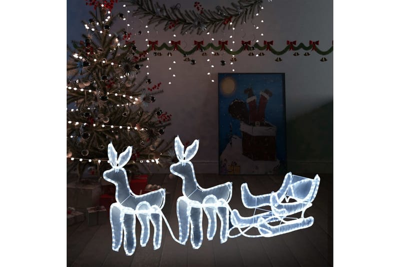 Juledisplay Med 2 Rensdyr Og Kane Trådnet 320 Led-Lys - Julelys udendørs