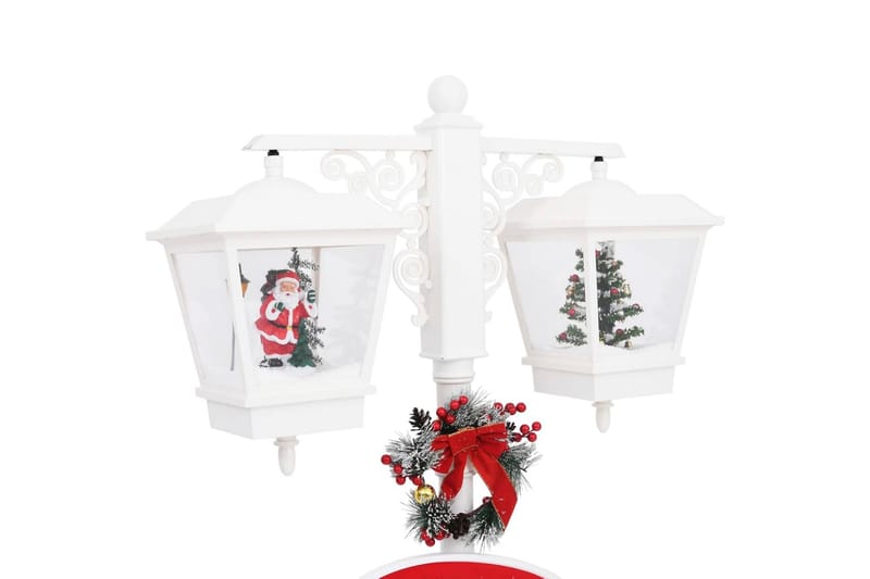 julegadelampe med julemand 81x40x188 cm PVC hvid og rød - Hvid - Julelys udendørs