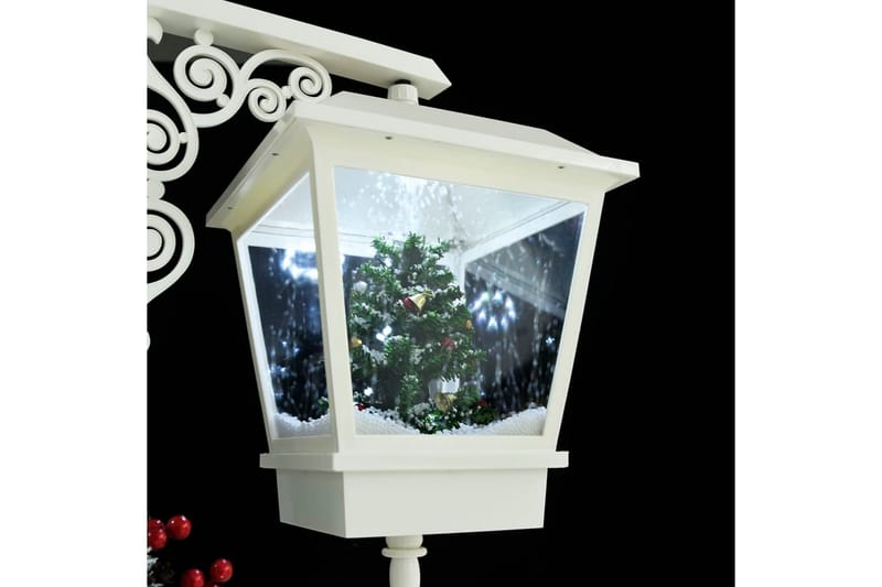 julegadelampe med julemand 81x40x188 cm PVC hvid og rød - Hvid - Julelys udendørs