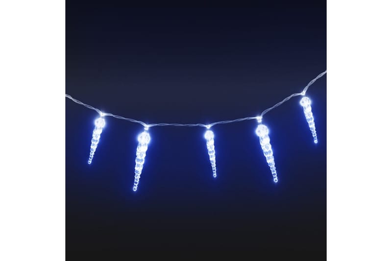 julekæde med 100 istapper og fjernbetjening akryl blå - Julelys udendørs
