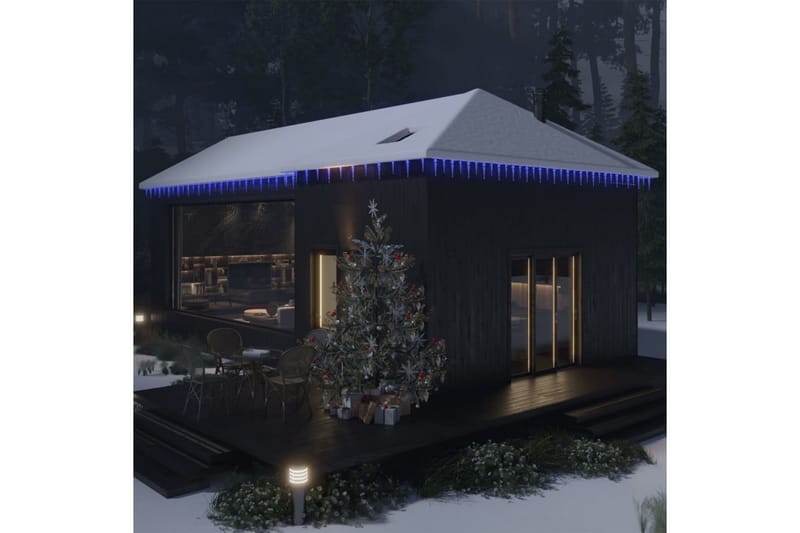 julekæde med 40 istapper og fjernbetjening akryl blå - Julelys udendørs
