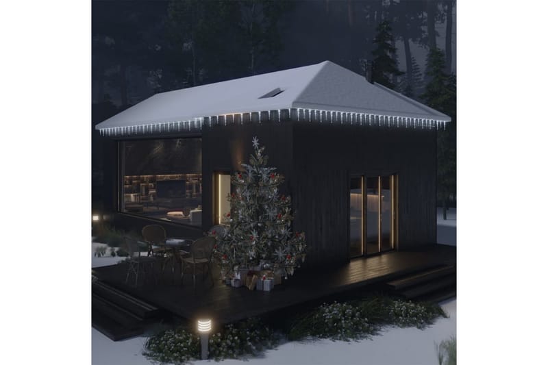 julekæde med 40 istapper og fjernbetjening akryl kold hvid - Julelys udendørs