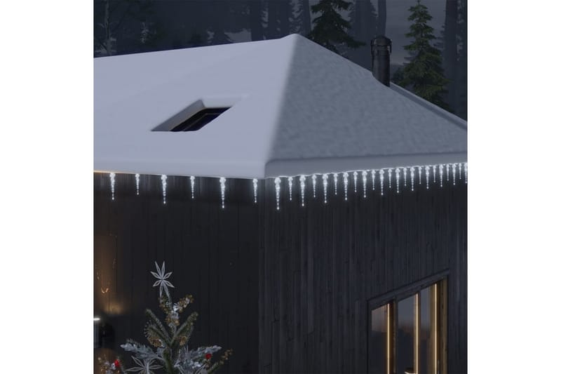 julekæde med 40 istapper og fjernbetjening akryl kold hvid - Julelys udendørs
