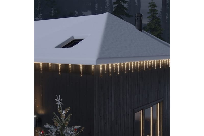 julekæde med 40 istapper og fjernbetjening akryl varm hvid - Julelys udendørs