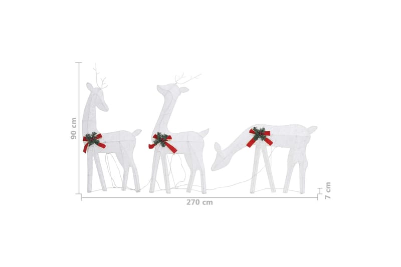 julerensdyr 3 stk. 270x7x90 cm trådnet kold hvid sølvfarvet - Hvid - Julelys udendørs
