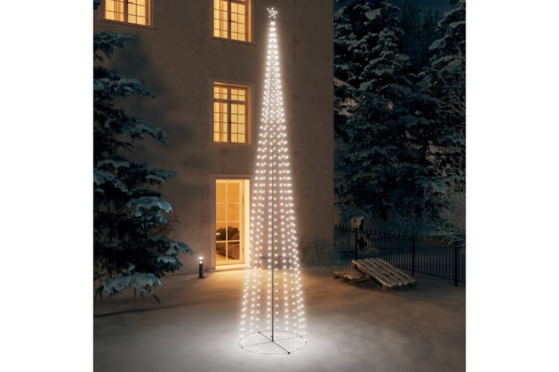 kegleformet juletræ 160x500 cm 752 LED'er koldt hvidt lys - Hvid - Julelys udendørs