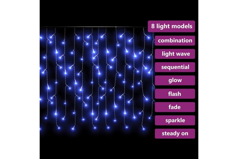 LED-lysgardin 10 m 400 LED'er 8 funktioner blåt lys - Julelys udendørs