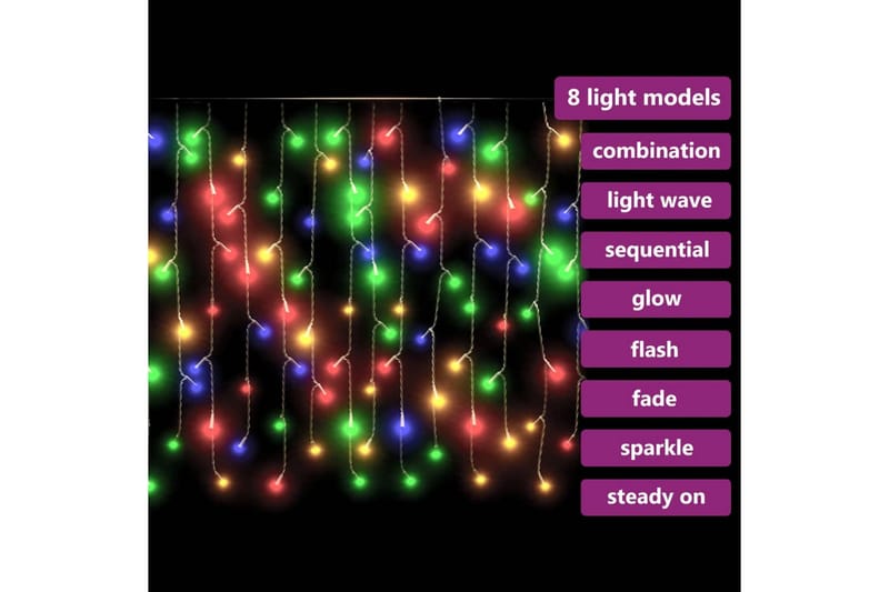 LED-lysgardin 10 m 400 LED'er 8 funktioner farverigt lys - Julelys udendørs