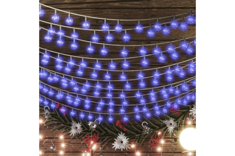 lyskæde 20 m 200 LED'er 8 funktioner blåt lys - Julelys udendørs