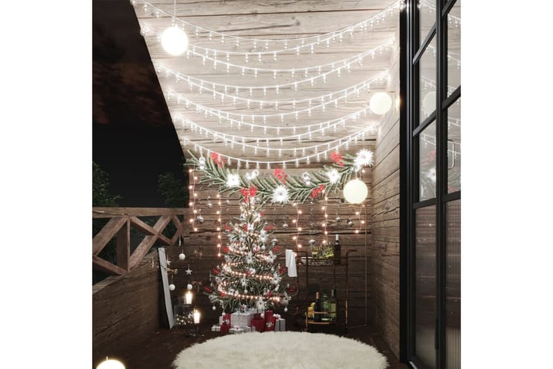 lyskæde 40 m 400 LED'er 8 funktioner koldt hvidt lys - Julelys udendørs