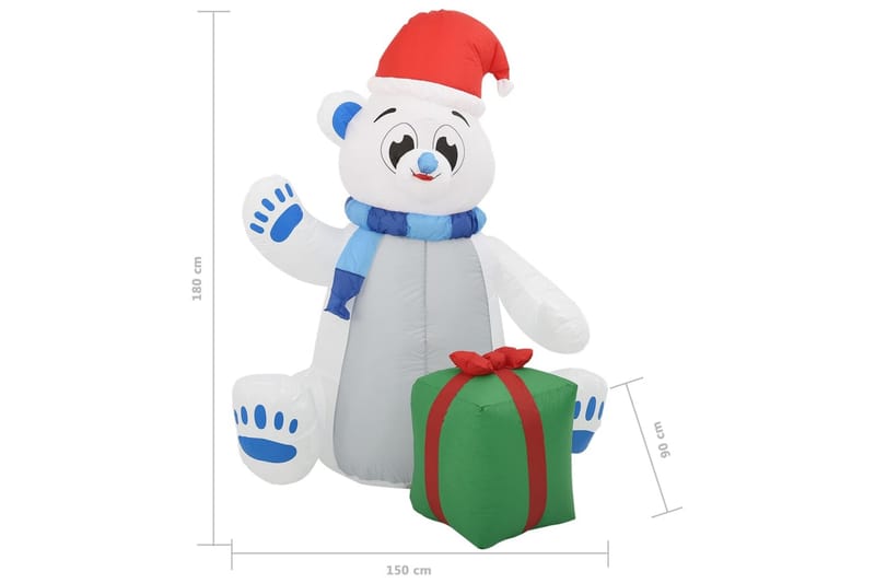 oppustelig isbjørn m. LED-lys 1,8 m juledekoration inde/ude - Flerfarvet - Julelys udendørs