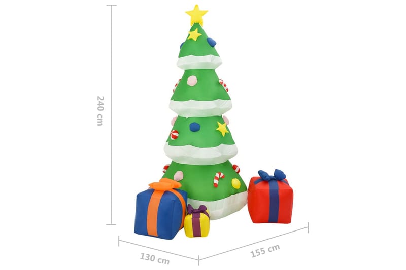 oppusteligt juletræ med LED-lys 240 cm indendørs/udendørs - Flerfarvet - Julelys udendørs