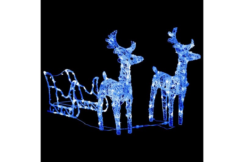 rensdyr og kane juledekoration 160 LED'er 130 cm akryl - Blå - Julelys udendørs