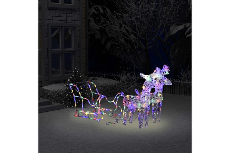 rensdyr og kane juledekoration 160 LED'er 130 cm akryl - Flerfarvet - Belysning - Julebelysning - Julelys udendørs