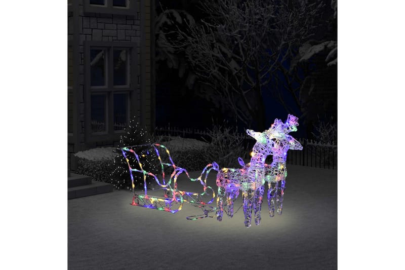 rensdyr og kane juledekoration 160 LED'er 130 cm akryl - Flerfarvet - Julelys udendørs
