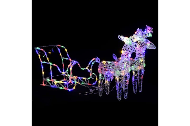 rensdyr og kane juledekoration 160 LED'er 130 cm akryl - Flerfarvet - Belysning - Julebelysning - Julelys udendørs